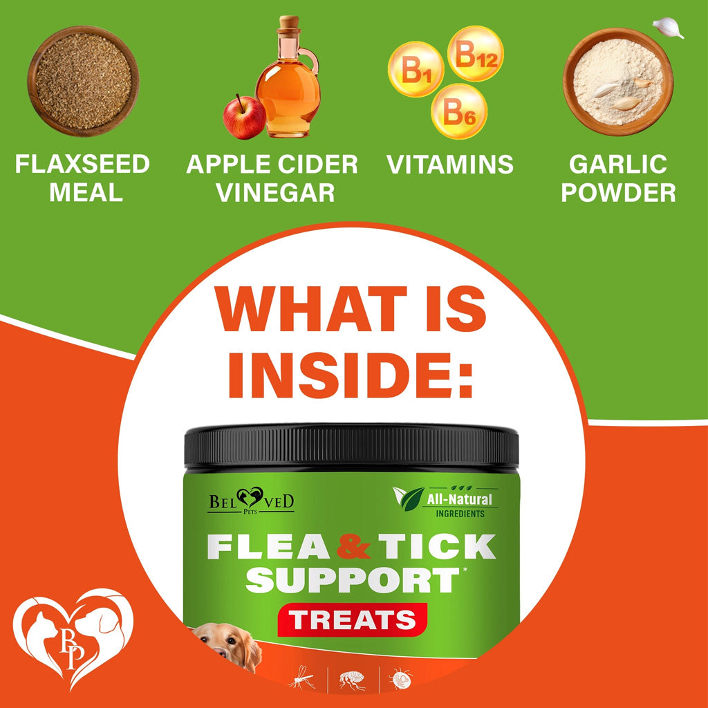 Beloved Pets Flea & Tick Support Chicken Flavor Chewable Supplements for Dogs, 10-oz
