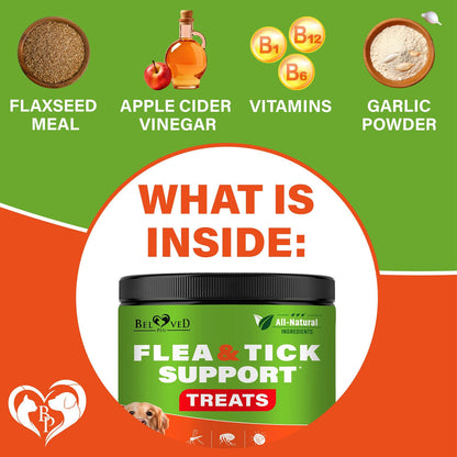 Beloved Pets Flea & Tick Support Chicken Flavor Chewable Supplements for Dogs, 10-oz