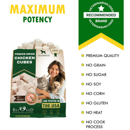 Beloved Pets Freeze-Dried Chicken Cubes Dog & Cat Treats, 5.3-oz