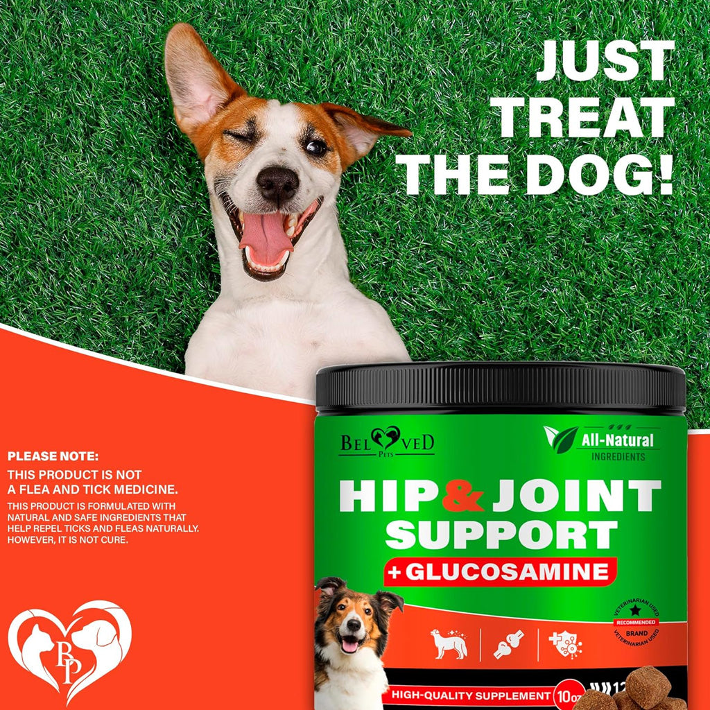 Beloved Pets Glucosamine Bacon Flavored Chews Hip & Joint Support Supplement for Dogs, 10-oz