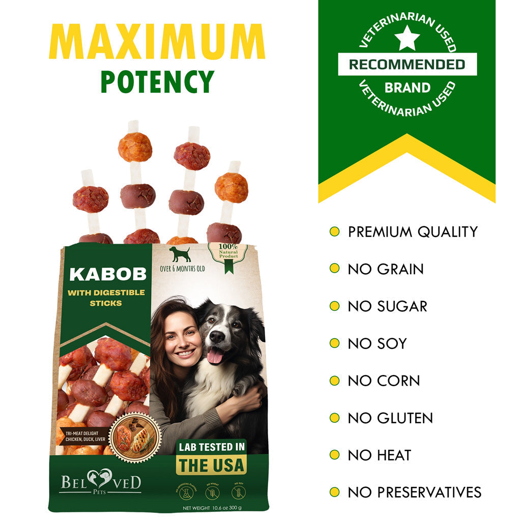 Beloved Pets Kabob with Digestible Sticks, Chicken, Duck & Liver Flavor Dog Treats, 10.6-oz