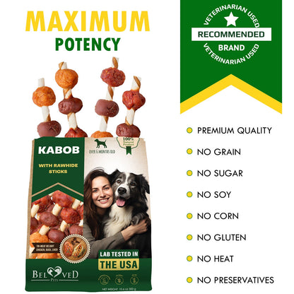 Beloved Pets Kabob with Rawhide Sticks Chicken, Duck & Liver Flavor Dog Treats, 10.6-oz