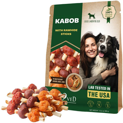 Beloved Pets Kabob with Rawhide Sticks Chicken, Duck & Liver Flavor Dog Treats, 10.6-oz