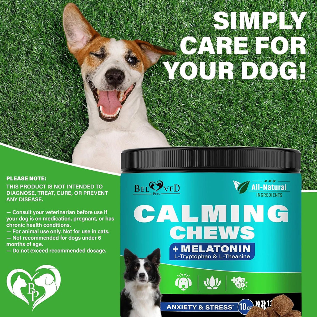 Beloved Pets Melatonin Bacon Flavored Chews Calming Supplement for Dogs, 10-oz