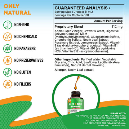 Beloved Pets Oral Flea & Tick Support Multivitamin Supplement for Dogs & Cats, 2-oz
