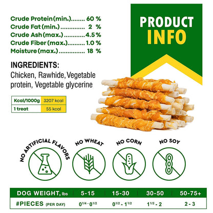 Beloved Pets Rawhide Sticks with Chicken Dog Chew Treats, 10.6-oz