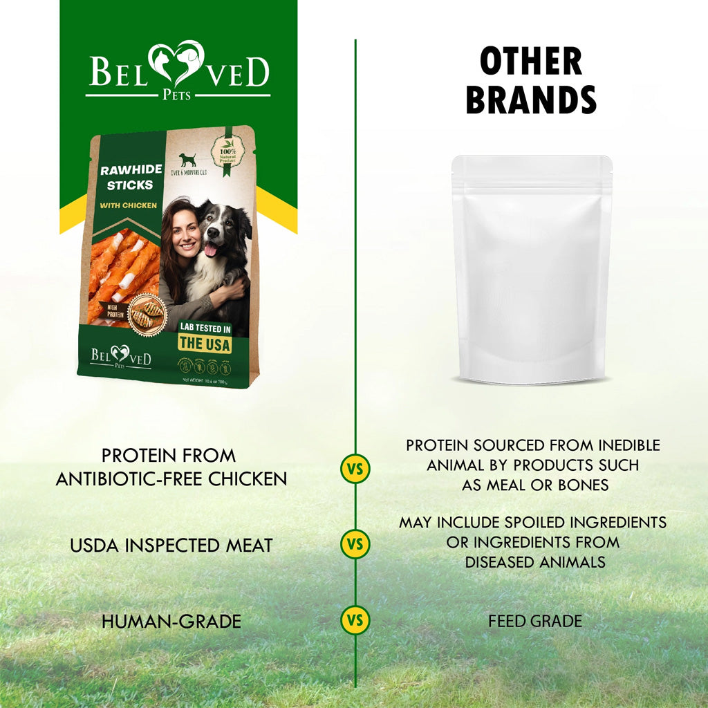 Beloved Pets Rawhide Sticks with Chicken Dog Chew Treats, 10.6-oz