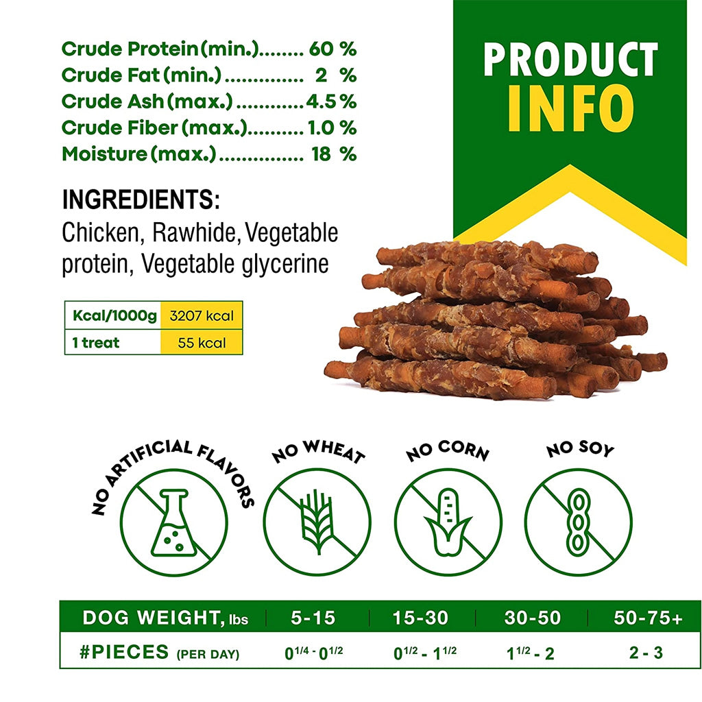 Beloved Pets Smoke Rawhide Sticks with  Chicken Dog Chew Treats, 10.6-oz