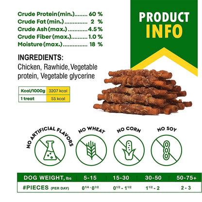 Beloved Pets Smoke Rawhide Sticks with  Chicken Dog Chew Treats, 10.6-oz