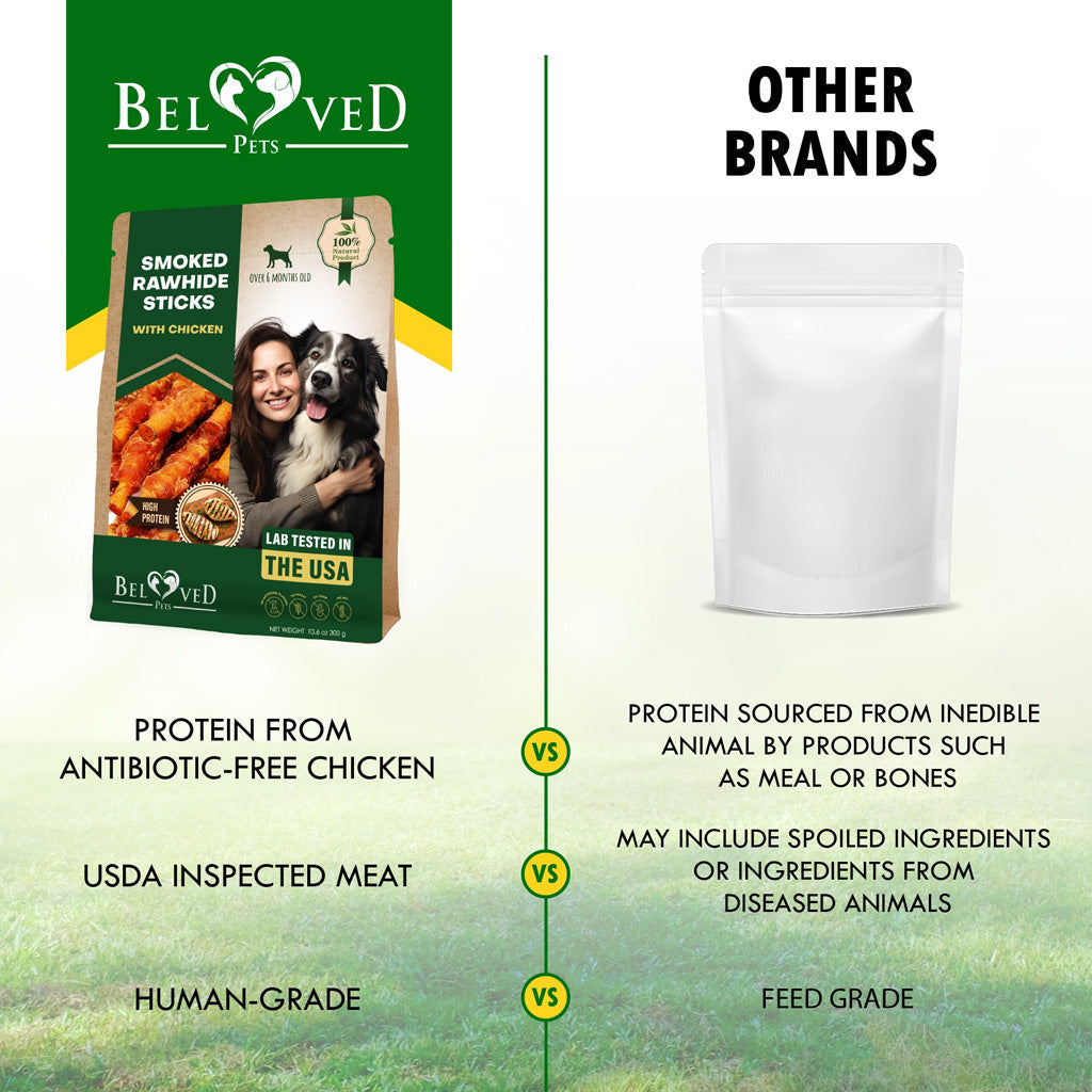 Beloved Pets Smoke Rawhide Sticks with  Chicken Dog Chew Treats, 10.6-oz