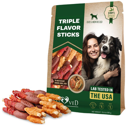Beloved Pets Triple Flavor Dog Treats, Chicken, Duck & Liver, 10.6-oz