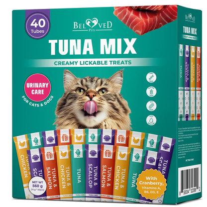 Beloved Pets Tuna Mix Creamy Lickable Treats Urinary Care for Cats & Dogs, 40-count
