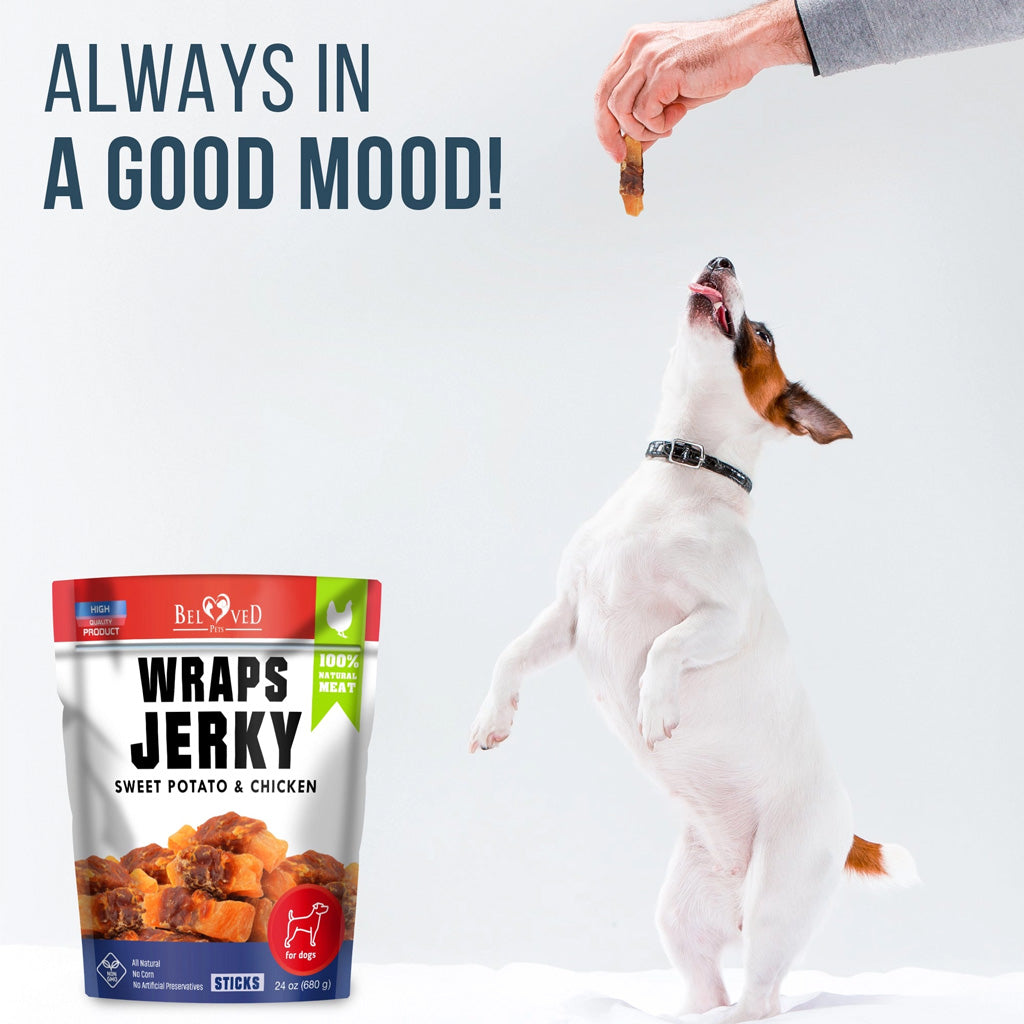 Beloved Pets Wraps Jerky Sweet Potato & Chicken Sticks Dog Treats, 1.5-lb