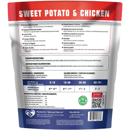 Beloved Pets Wraps Jerky Sweet Potato & Chicken Sticks Dog Treats, 1.5-lb