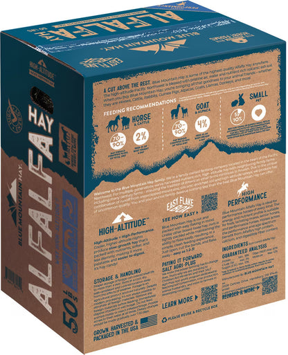 Blue Mountain Hay High-Altitude Alfalfa Hay Easy Flake Box Horse Feed, 50-lb