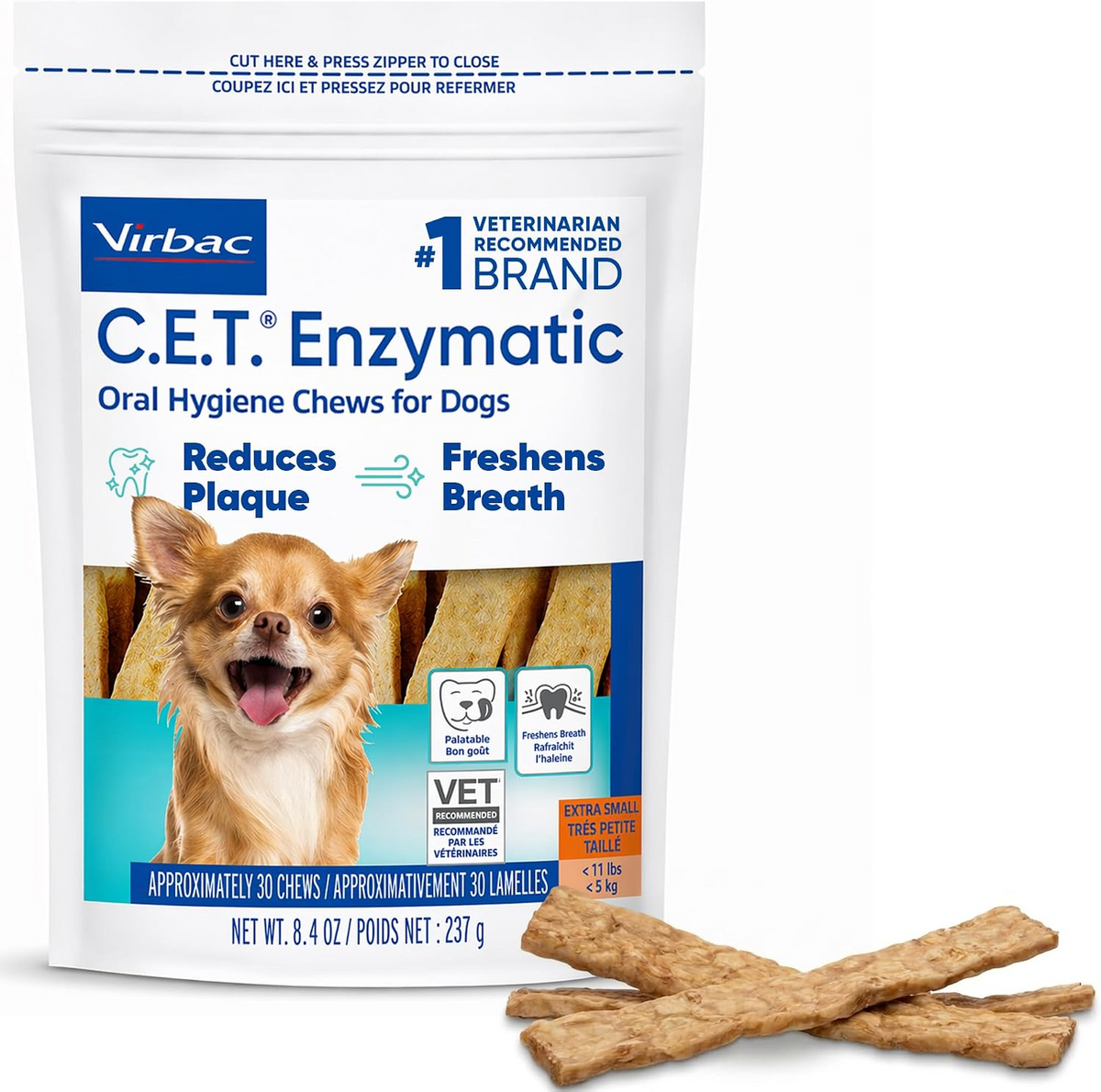 C.E.T. Enzymatic Dental Chews for Extra Small Dogs Under 11 lbs