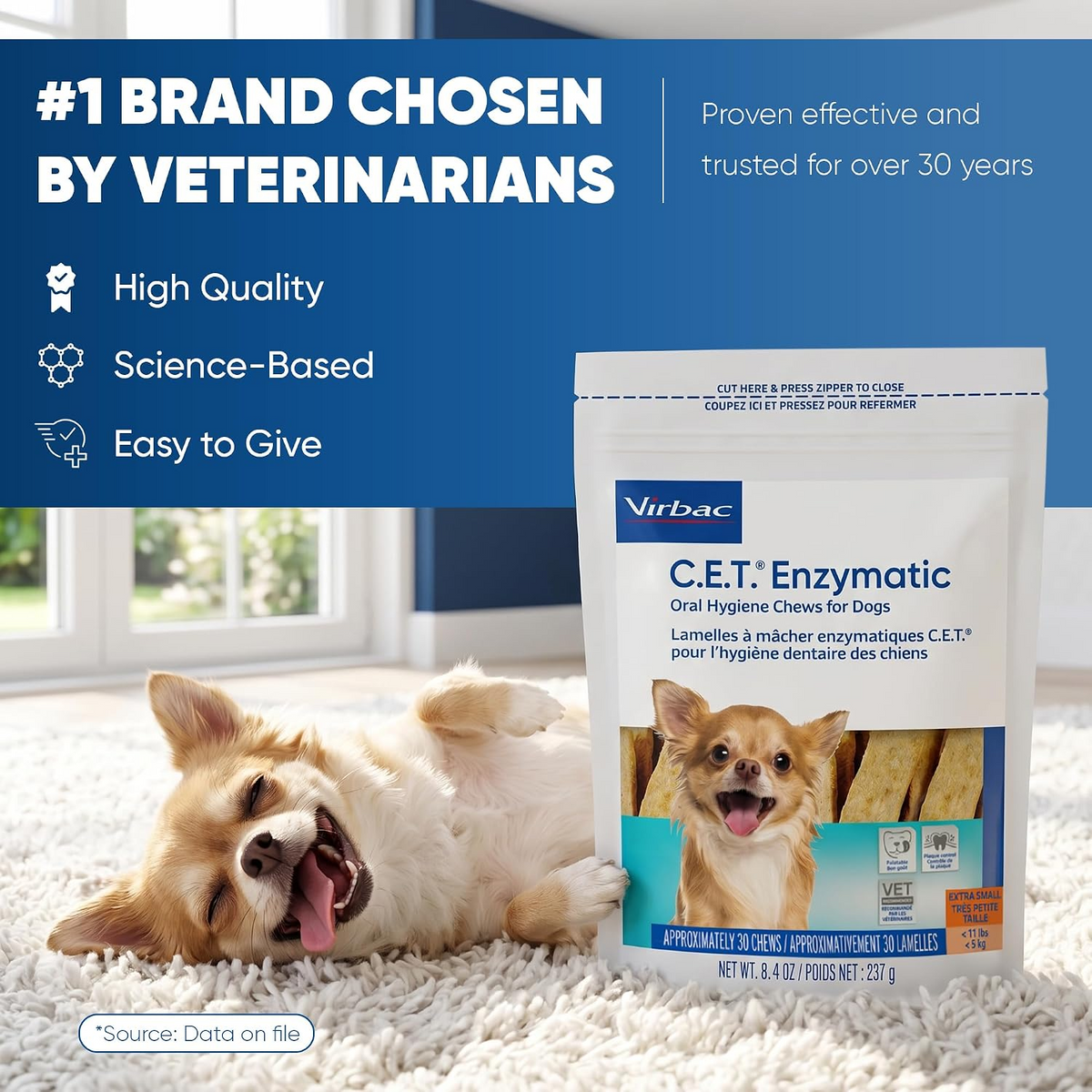 C.E.T. Enzymatic Dental Chews for Extra Small Dogs Under 11 lbs