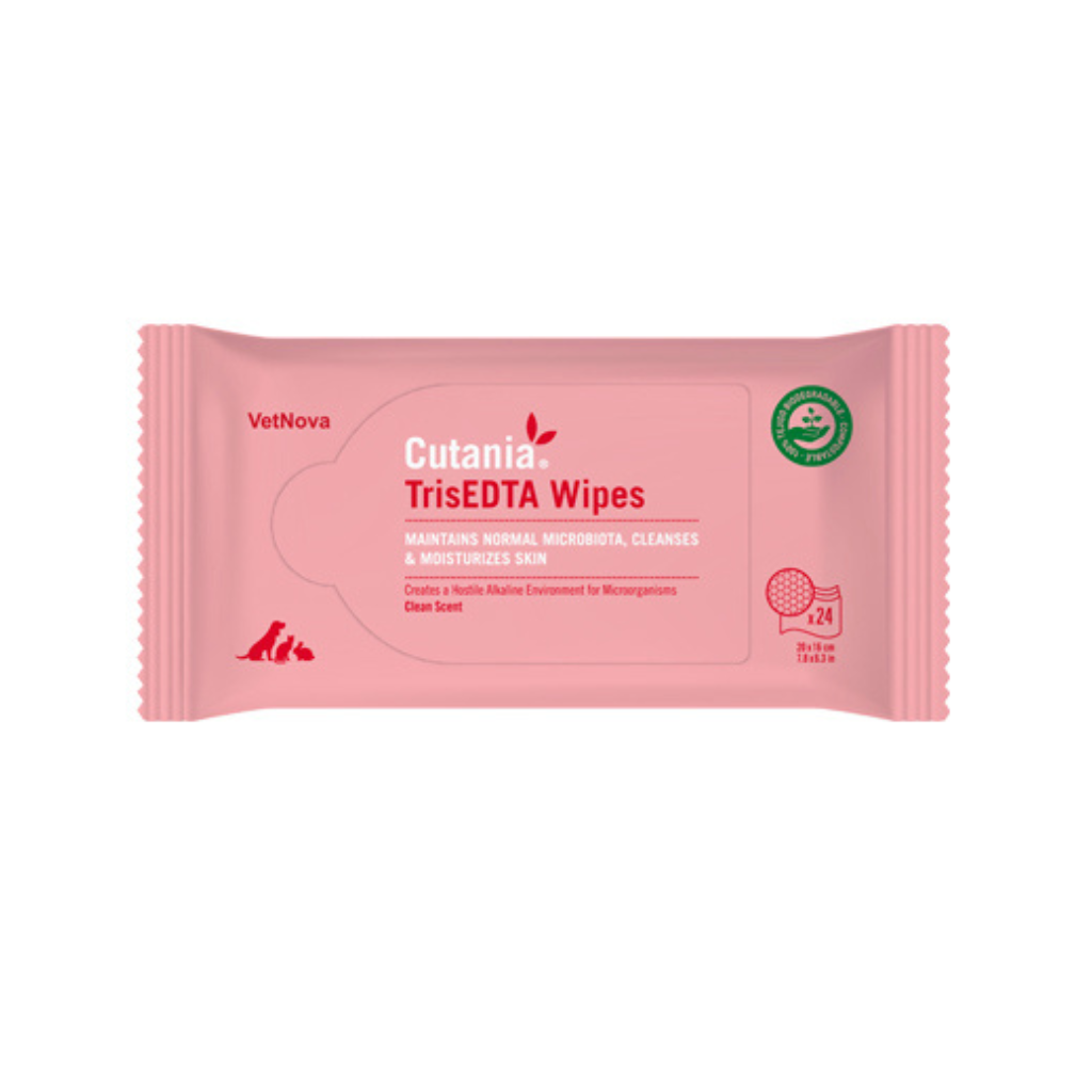 Cutania TrisEDTA Antimicrobial Wipes for Dogs, Cats, Horses & Small Animals (24 wipes)