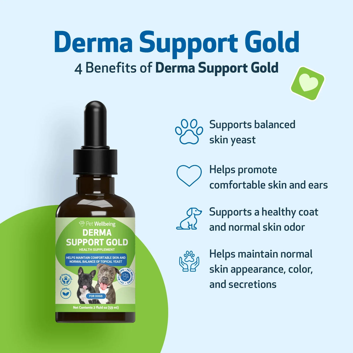 Derma Support Gold for Dogs Healthy Coat, Odor & Itching (2 oz)
