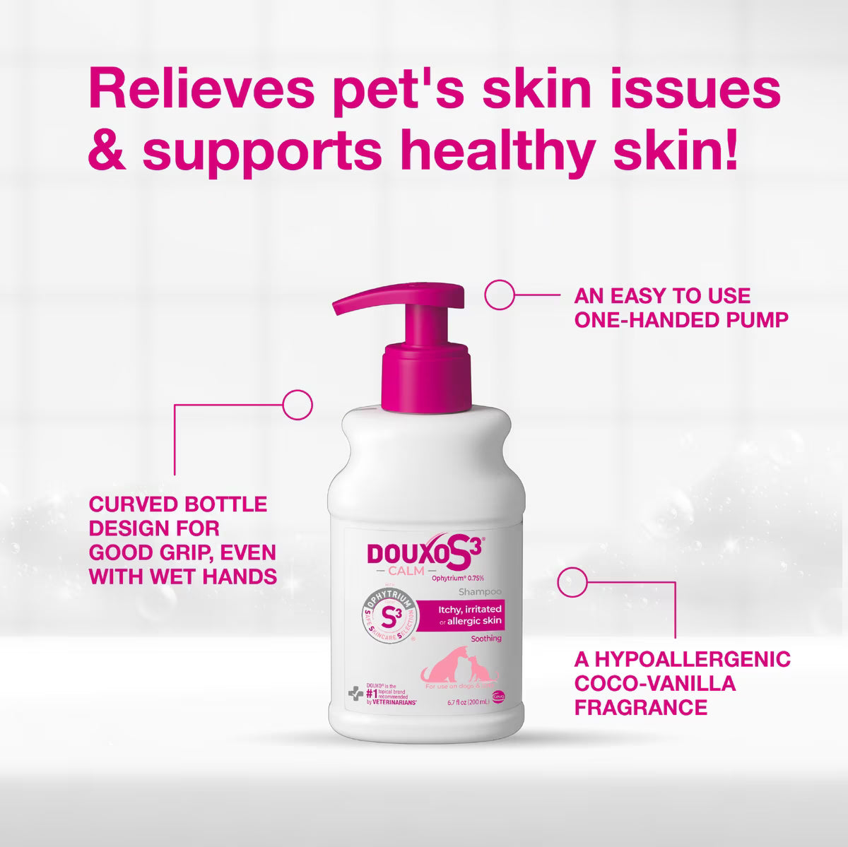 Douxo S3 CALM Soothing Itchy, Hydrated Skin Dog & Cat Shampoo