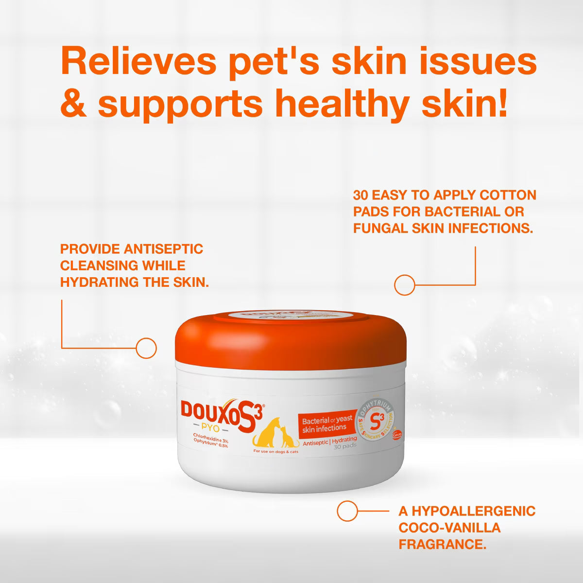 Douxo S3 PYO Antiseptic Antifungal Chlorhexidine Dog & Cat Wipes