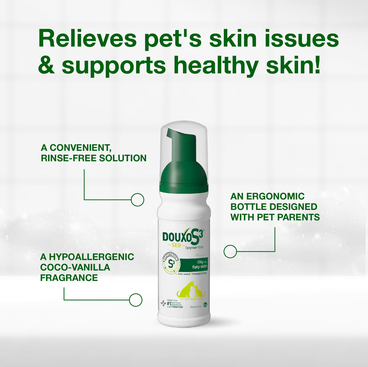 Douxo S3 SEB Odor-Control Seboregulating Dog & Cat Mousse (5.1 oz)