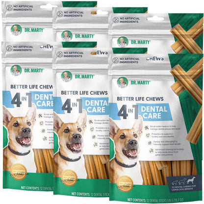 Dr. Marty Better Life Chews 4 in 1 Dental Care Sticks for Large Dogs, 60+ lbs