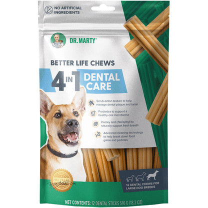 Dr. Marty Better Life Chews 4 in 1 Dental Care Sticks for Large Dogs, 60+ lbs