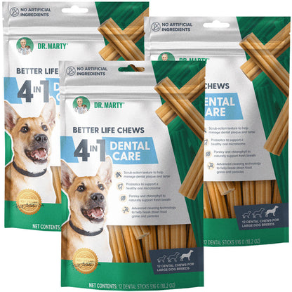 Dr. Marty Better Life Chews 4 in 1 Dental Care Sticks for Large Dogs, 60+ lbs