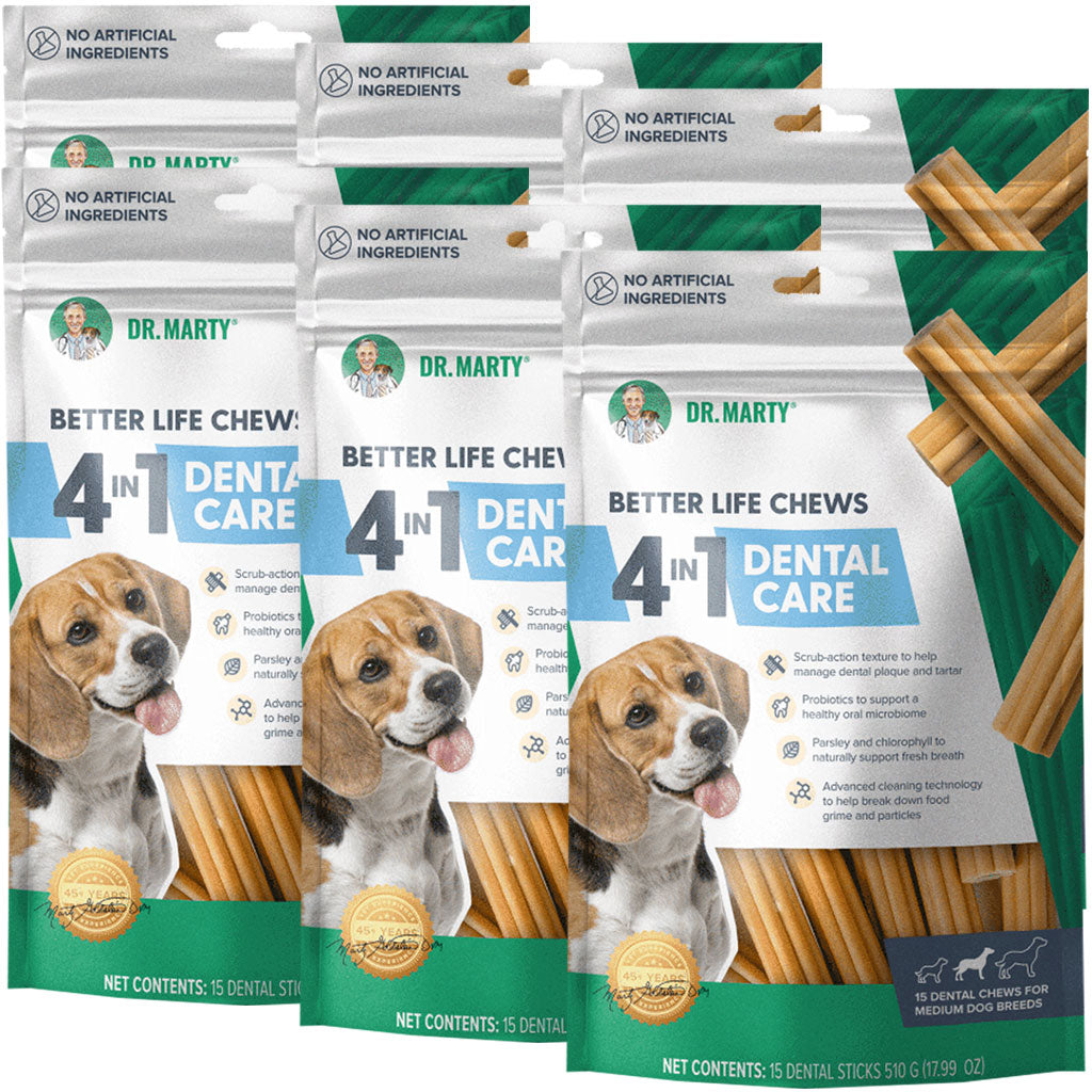Dr. Marty Better Life Chews 4 in 1 Dental Care Sticks for Medium Dogs, 24-59 lbs