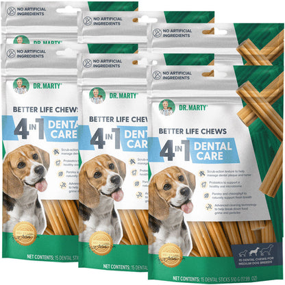 Dr. Marty Better Life Chews 4 in 1 Dental Care Sticks for Medium Dogs, 24-59 lbs