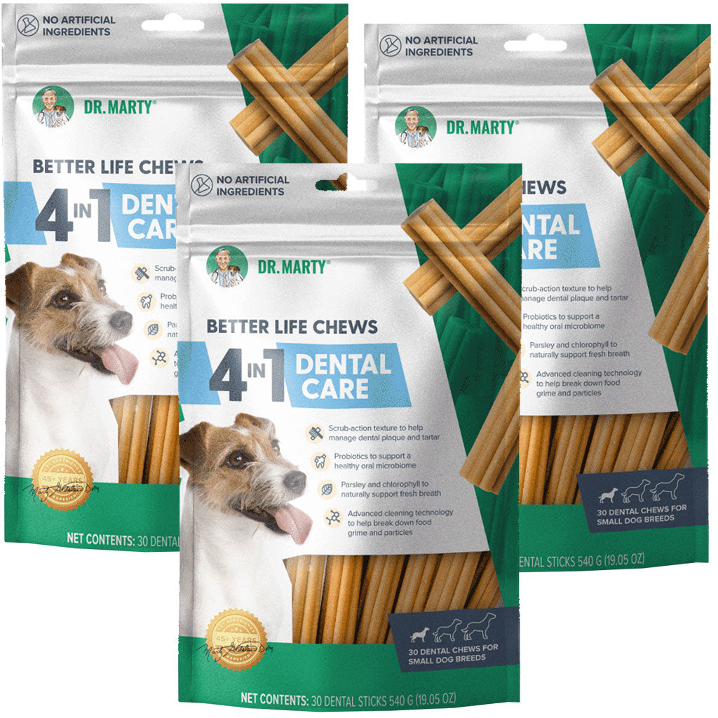 Dr. Marty Better Life Chews 4 in 1 Dental Care Sticks for Small Dogs, 5-23 lbs