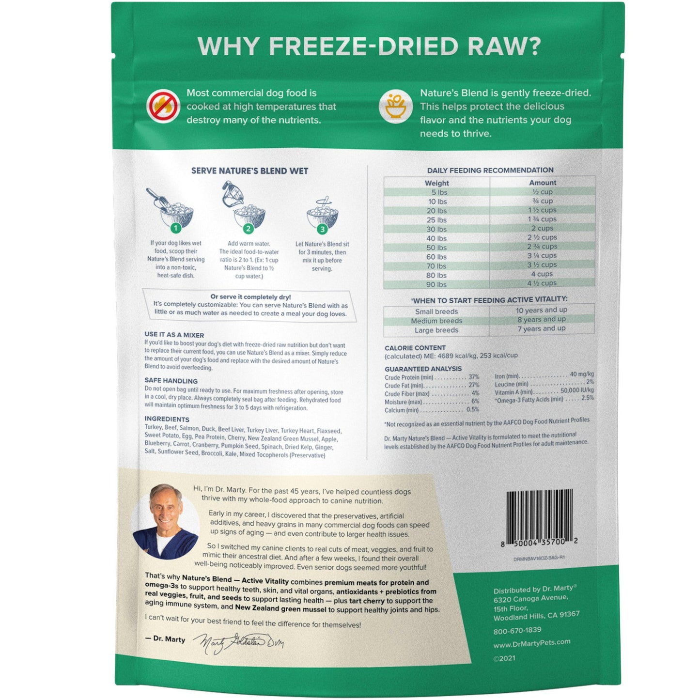 Dr. Marty Nature's Blend Active Vitality Freeze Dried Raw Food for Senior Dogs