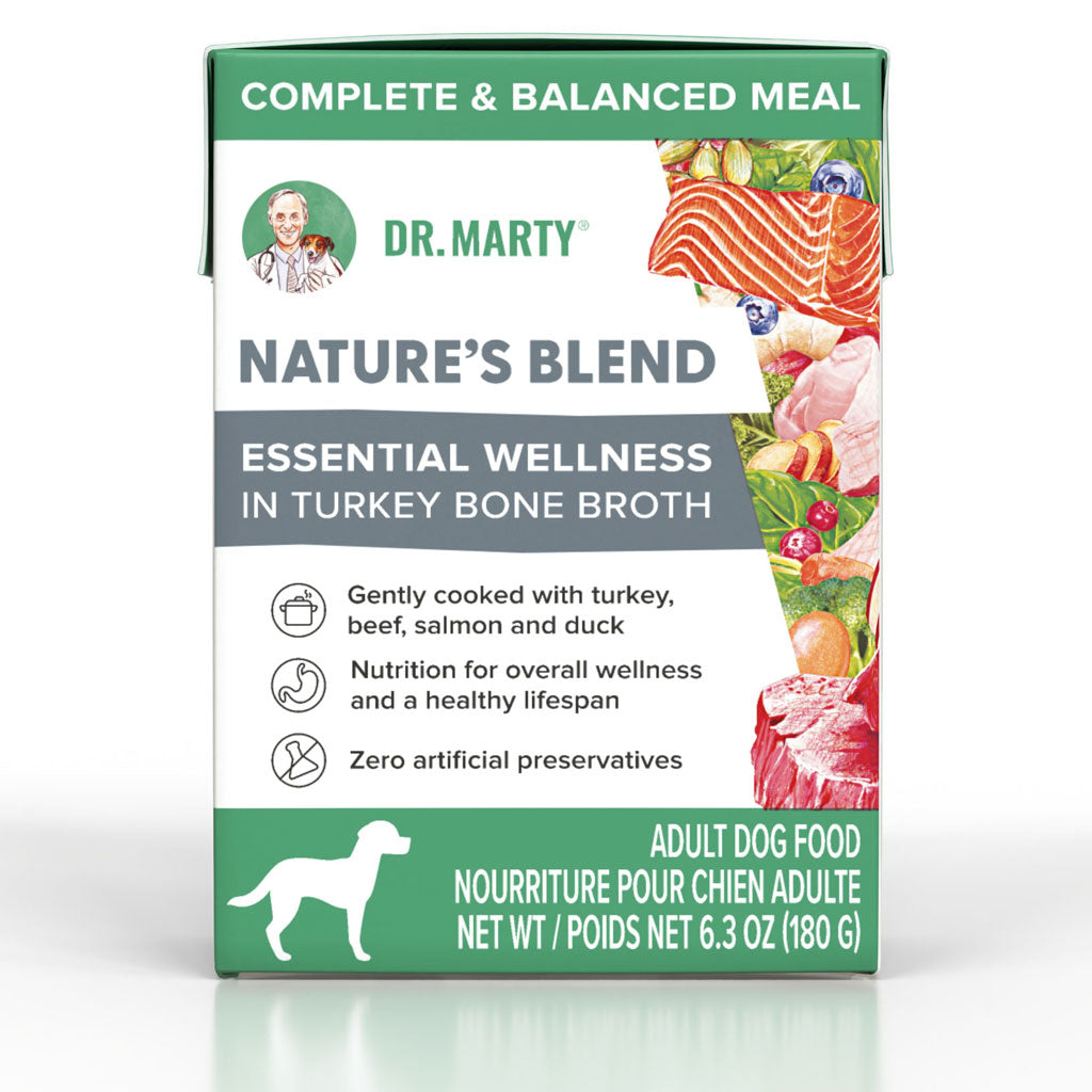 Dr. Marty Nature’s Blend Essential Wellness in Turkey Bone Broth Wet Dog Food, 6.3 oz, Case of 12