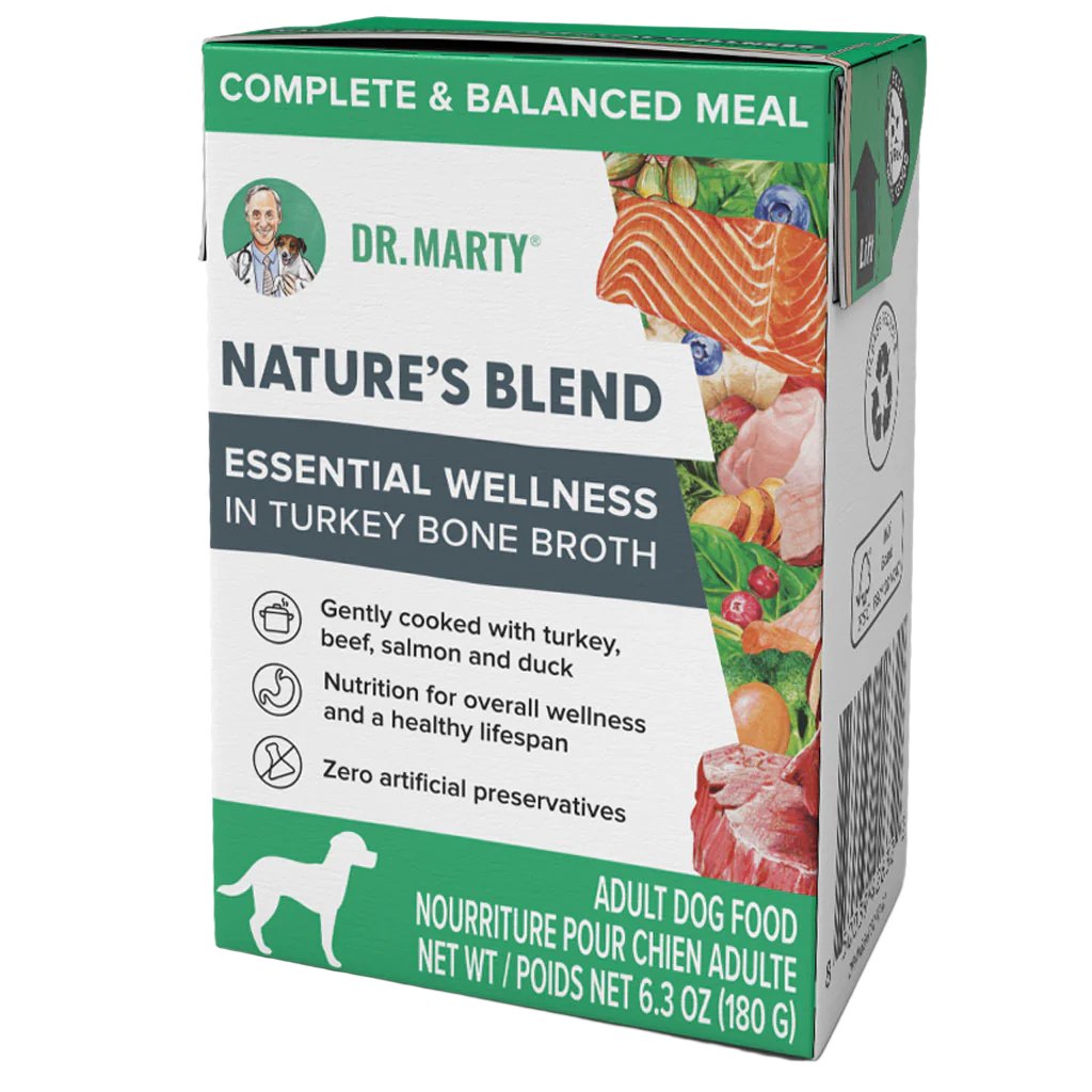 Dr. Marty Nature’s Blend Essential Wellness in Turkey Bone Broth Wet Dog Food, 6.3 oz, Case of 12