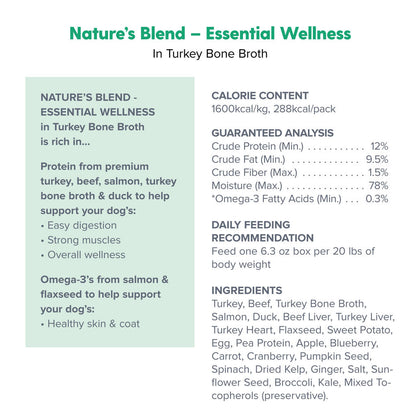 Dr. Marty Nature’s Blend Essential Wellness in Turkey Bone Broth Wet Dog Food, 6.3 oz, Case of 12