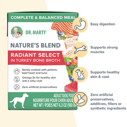 Dr. Marty Nature's Blend Radiant Select in Turkey Bone Broth Wet Dog Food, 6.3-oz, case of 12