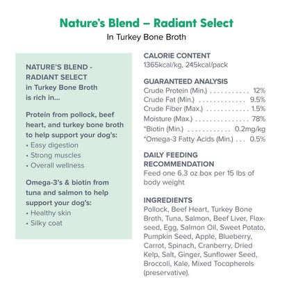 Dr. Marty Nature's Blend Radiant Select in Turkey Bone Broth Wet Dog Food, 6.3-oz, case of 12