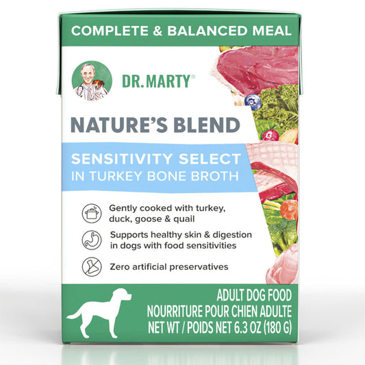 Dr. Marty Nature's Blend Sensitivity Select in Turkey Bone Broth Wet Dog Food, 6.3-oz, case of 12