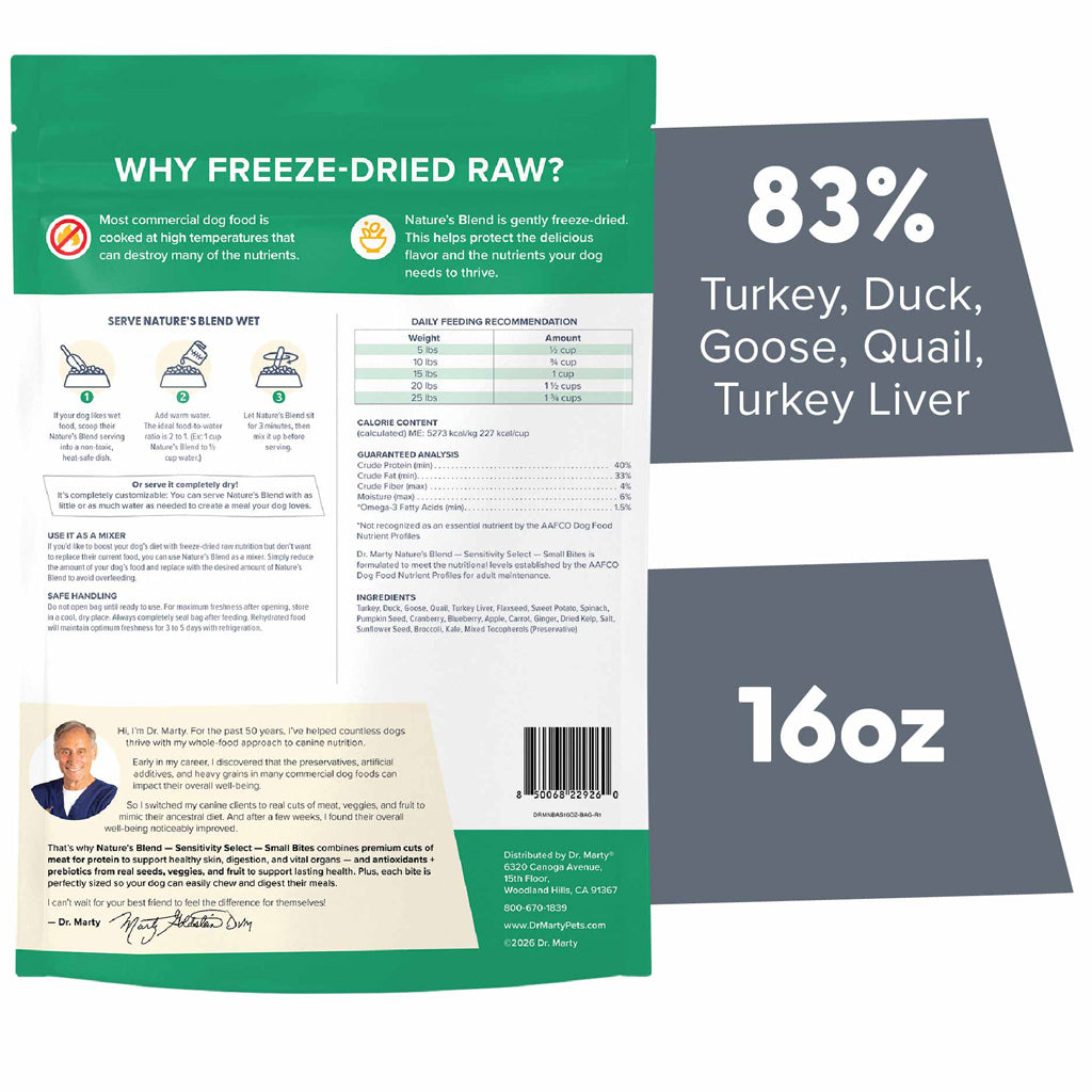 Dr. Marty Nature's Blend Sensitivity Select Small Bites Freeze-Dried Raw Dog Food
