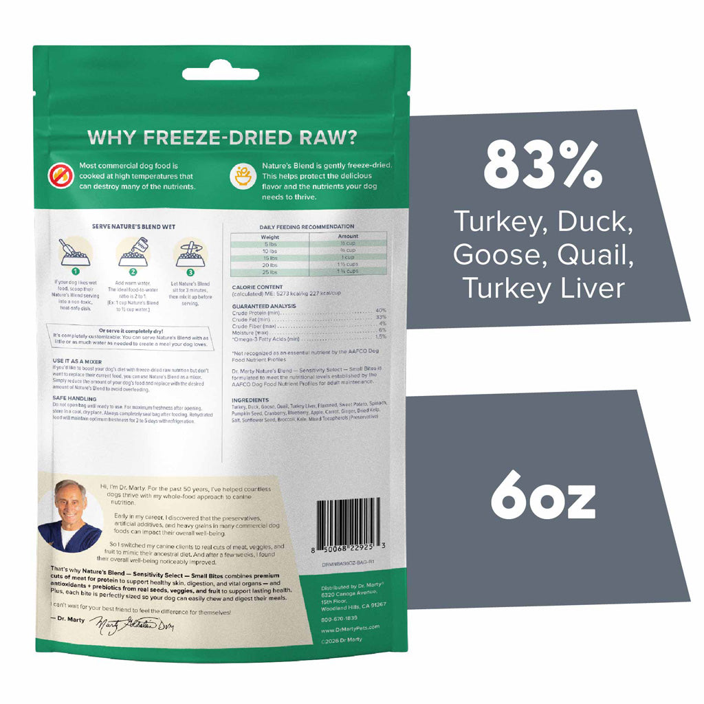 Dr. Marty Nature's Blend Sensitivity Select Small Bites Freeze-Dried Raw Dog Food