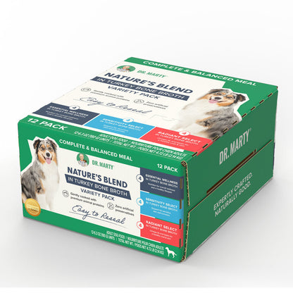 Dr. Marty Nature's Blend Turkey Bone Broth Wet Dog Food Variety Pack, 6.3 oz, Case of 12