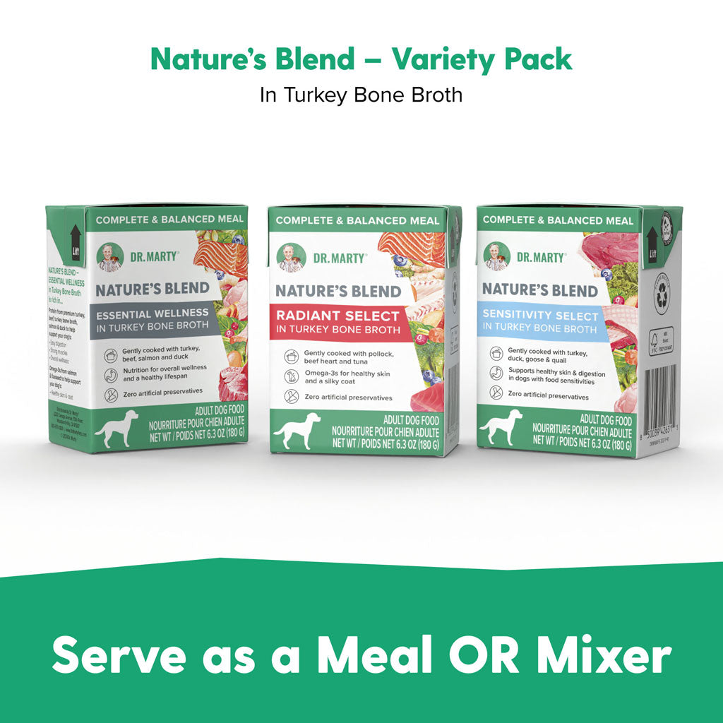 Dr. Marty Nature's Blend Turkey Bone Broth Wet Dog Food Variety Pack, 6.3 oz, Case of 12