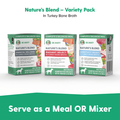 Dr. Marty Nature's Blend Turkey Bone Broth Wet Dog Food Variety Pack, 6.3 oz, Case of 12