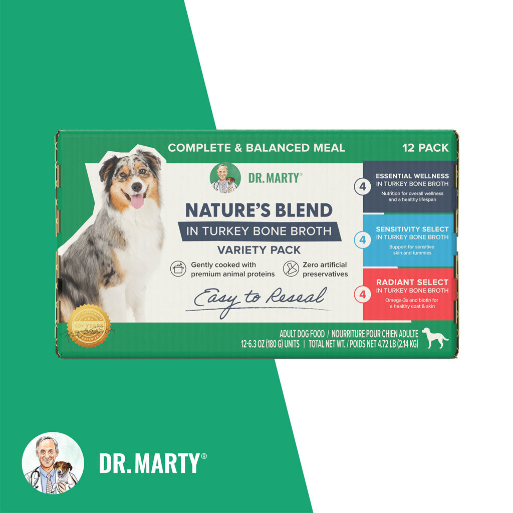 Dr. Marty Nature's Blend Turkey Bone Broth Wet Dog Food Variety Pack, 6.3 oz, Case of 12