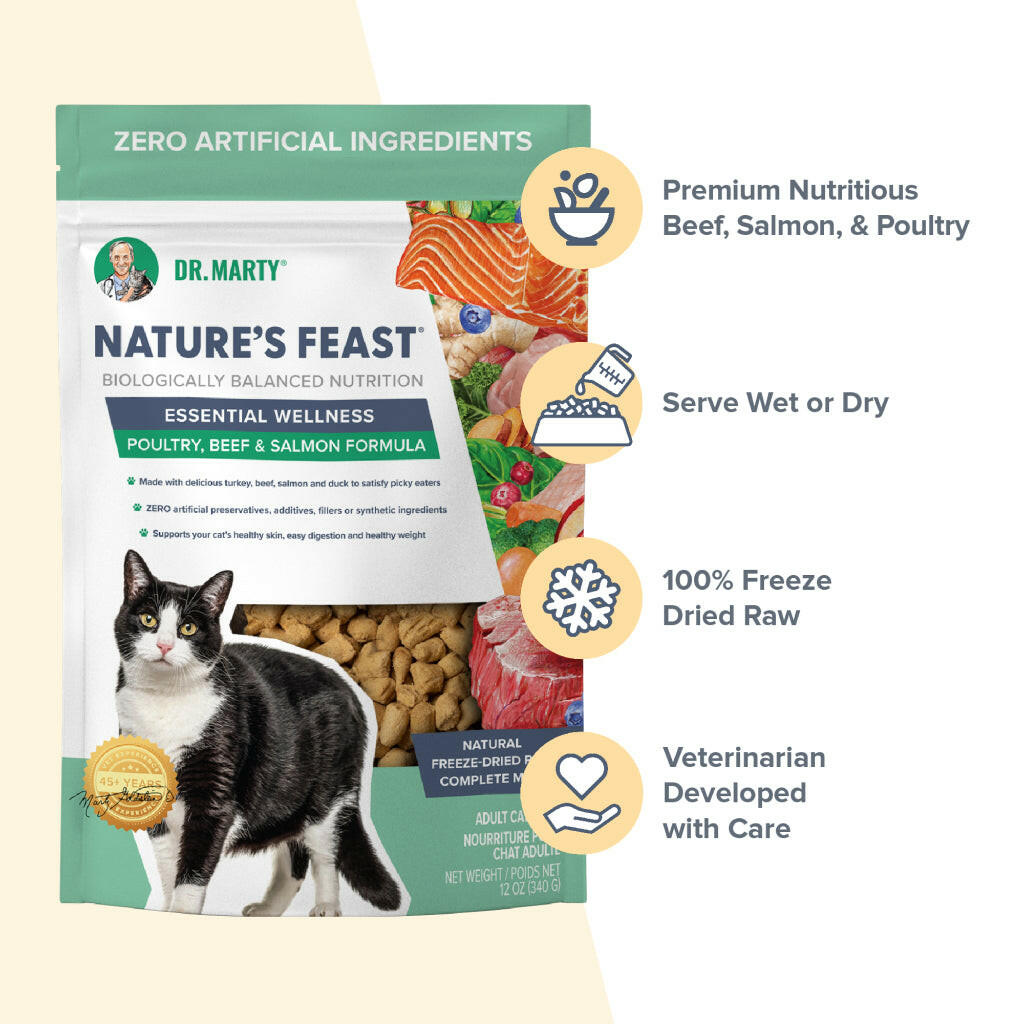 Dr. Marty Nature's Feast Essential Wellness Beef, Salmon, & Poultry Blend Freeze Dried Raw Cat Food