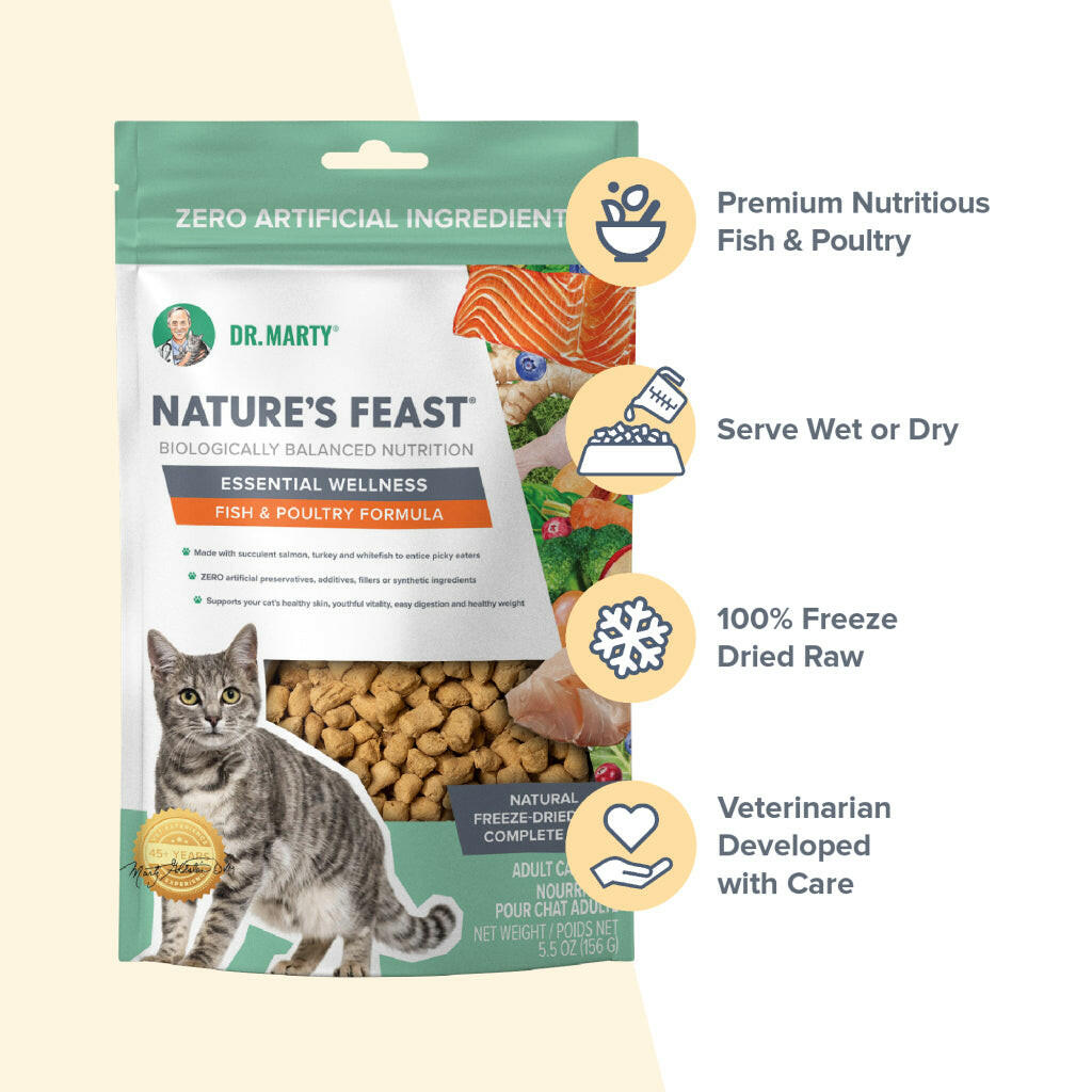 Dr. Marty Nature's Feast Essential Wellness Fish & Poultry Freeze Dried Raw Cat Food