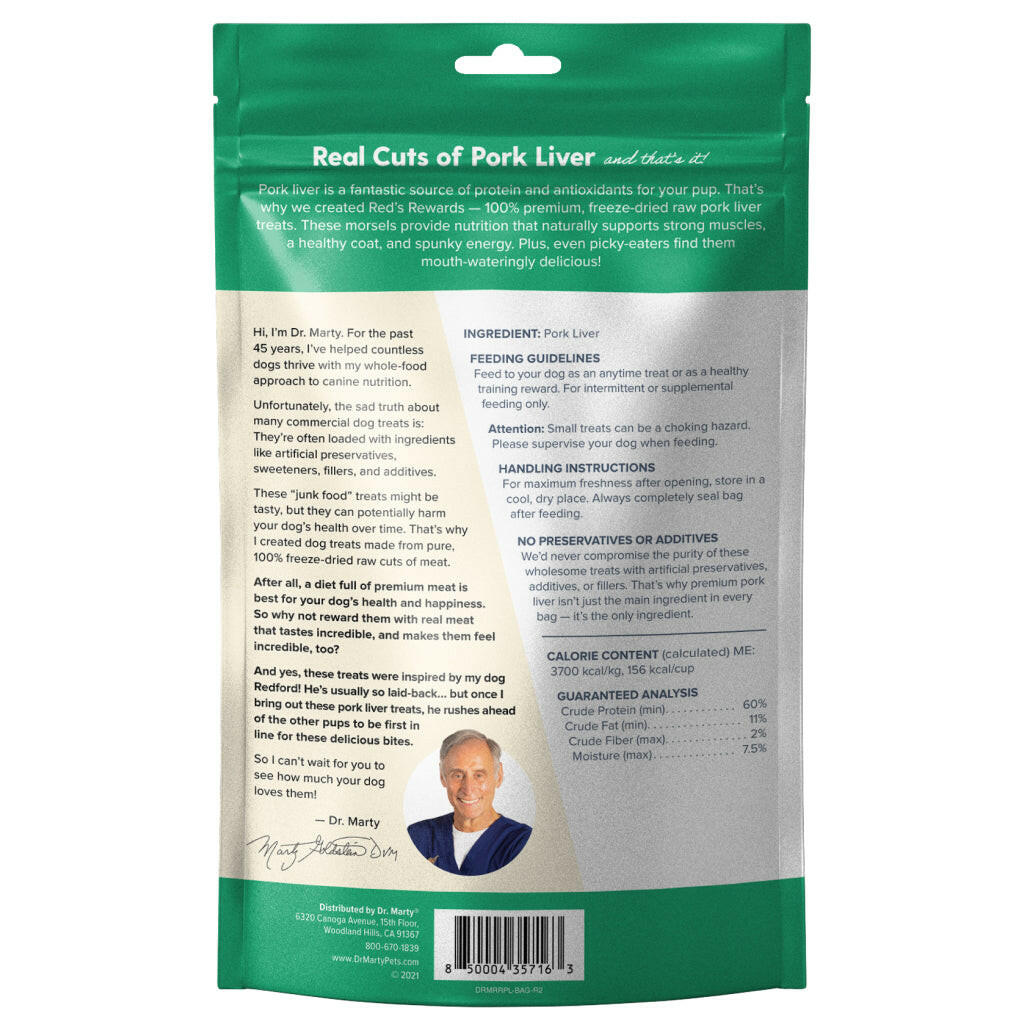 Dr. Marty Red’s Rewards Freeze Dried Pork Liver Dog Treats