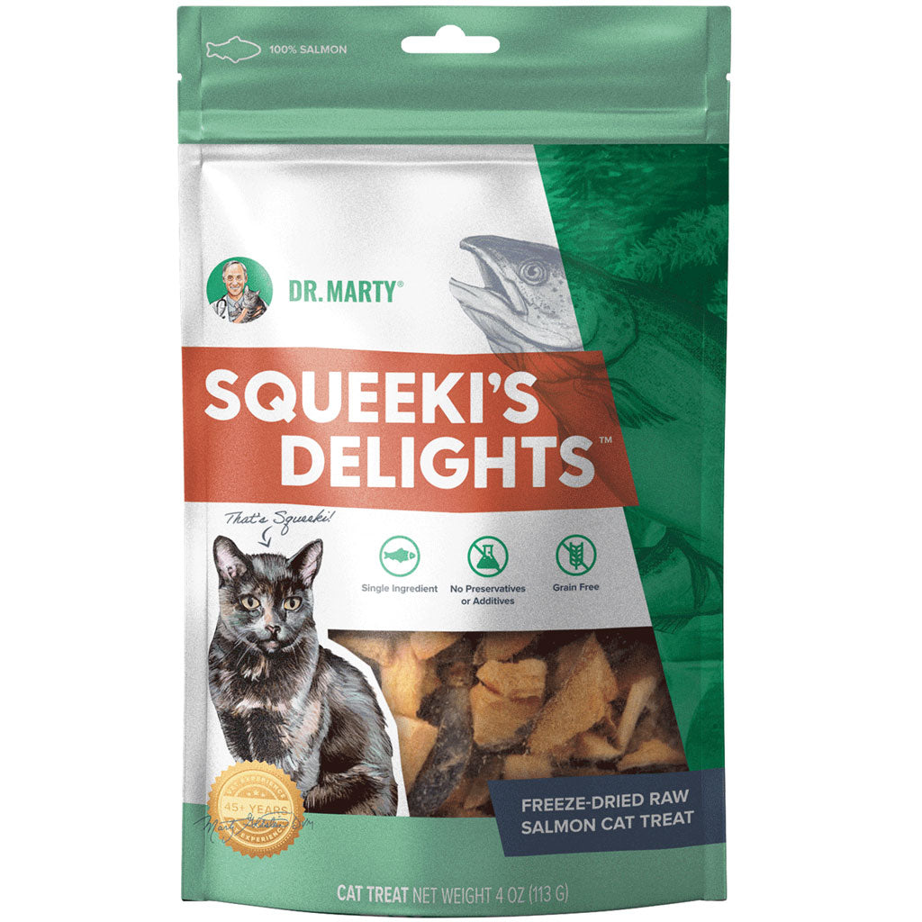 Dr. Marty Squeeki's Delights Freeze-Dried Raw Salmon Cat Treats, 4oz