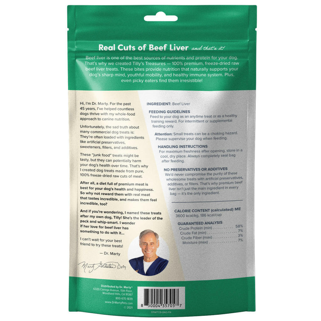 Dr. Marty Tilly’s Treasures Freeze Dried Beef Liver Dog Treats